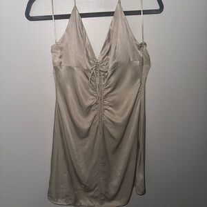 Elegant Beige Satin Dress